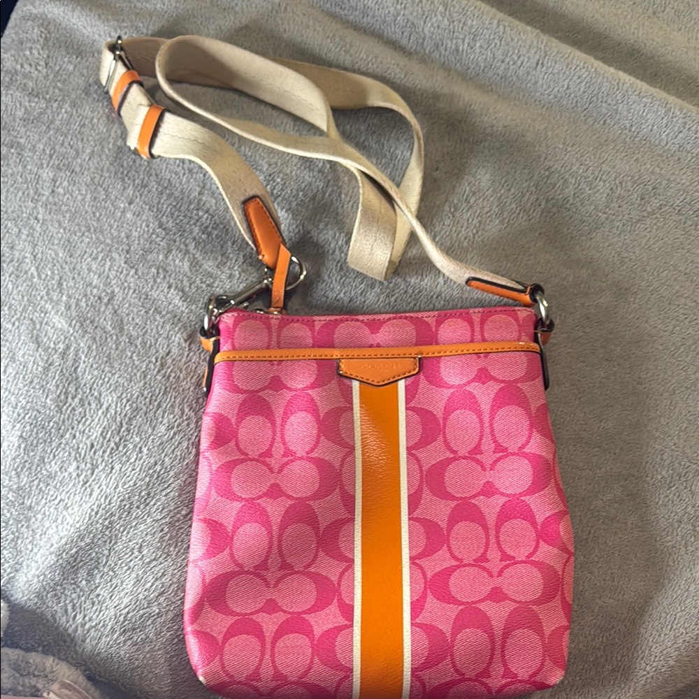 Coach Vibrant Pink and Orange Crossbody Bag